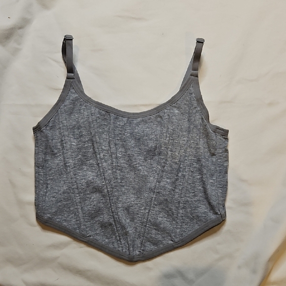 Colsie Tops - Colsie Gray Corset Style Crop Top Medium